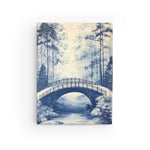 Personalized Toile De Jouy "Write to Dream" Journal, Bridge in Vintage Blue, Custom Gift, Ruled Line, Hardcover